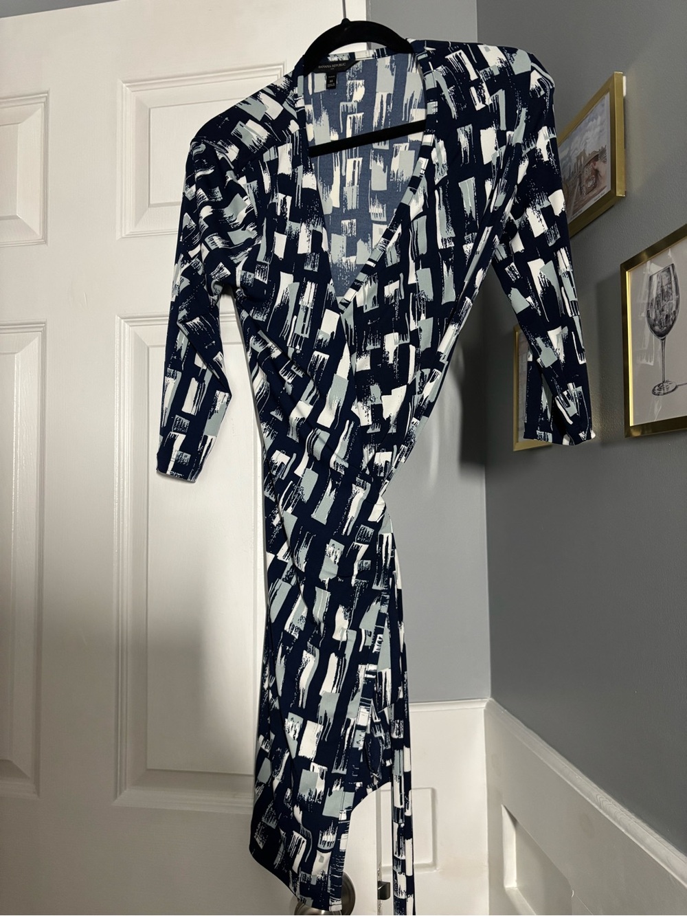 Banana Republic Brushstroke Long Sleeve Wrap Dress